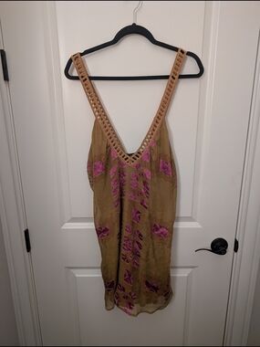 For Love & Lemons Tan Silk Dress